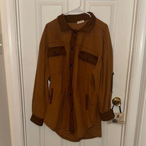 La Miel rust fleece shacket